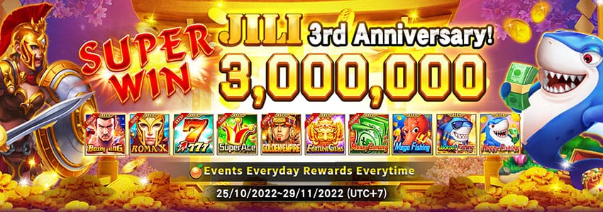 Ikatlong Anibersaryo ng JILI Game, Jili Fishing & Jili Slots Super Win ₱3M Ikatlong Anibersaryo ng JILI Game, Jili Fishing & Jili Slots Super Win ₱3M